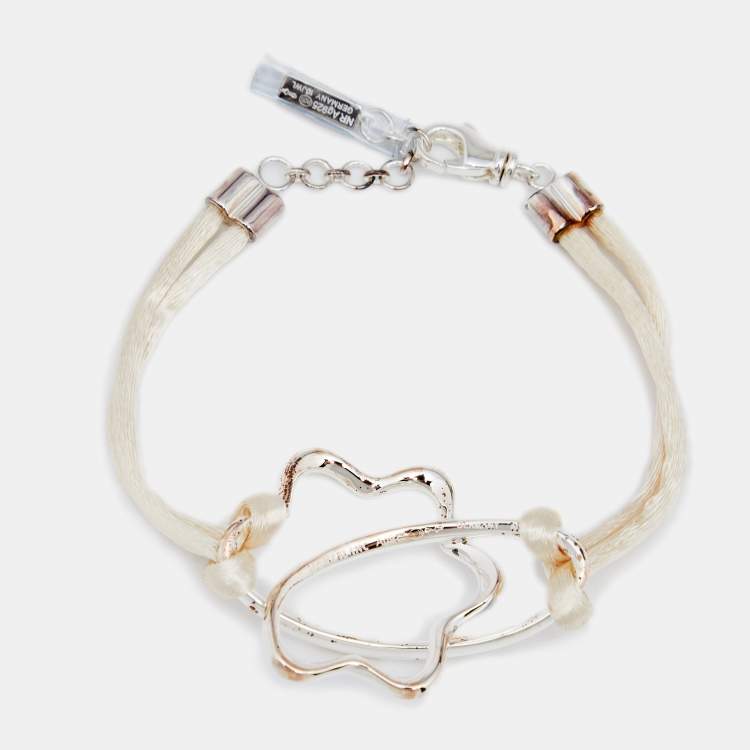 Pre Owned Montblanc Star Signature Silver White Cord Bracelet