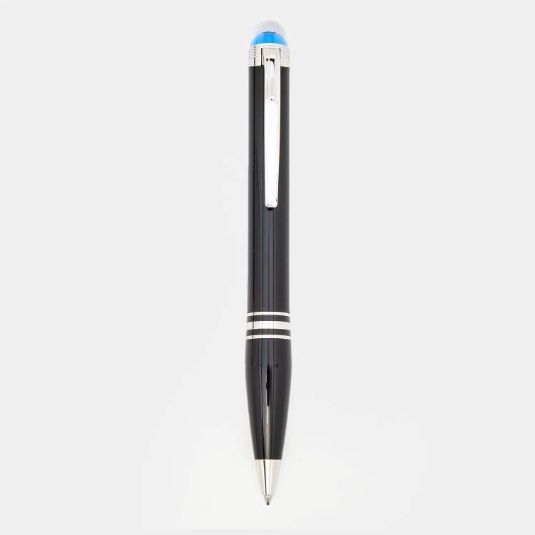 Pre Owned Montblanc StarWalker Black Precious Resin Silver Tone Ballpoint Pen 