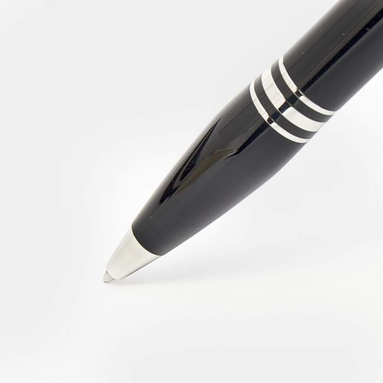 Pre Owned Montblanc StarWalker Black Precious Resin Silver Tone Ballpoint Pen 