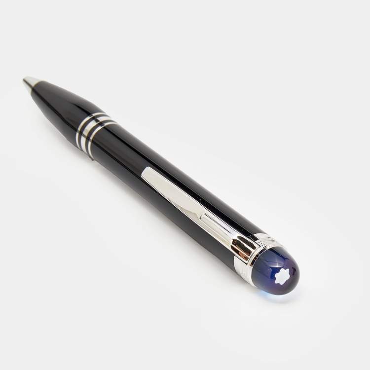 Pre Owned Montblanc StarWalker Black Precious Resin Silver Tone Ballpoint Pen 