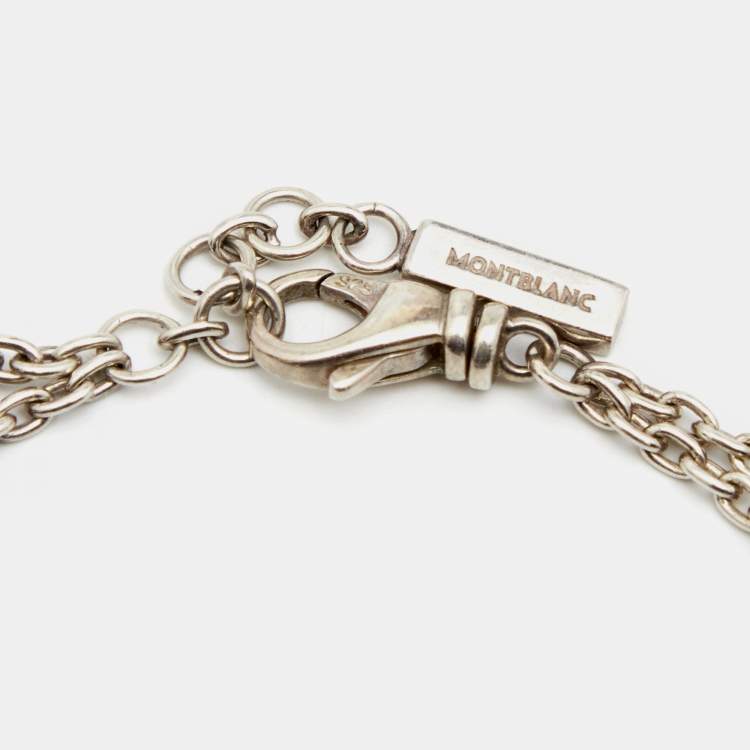 Pre Owned Montblanc Profile Wish Ring Ceramic Sterling  Silver Bracelet
