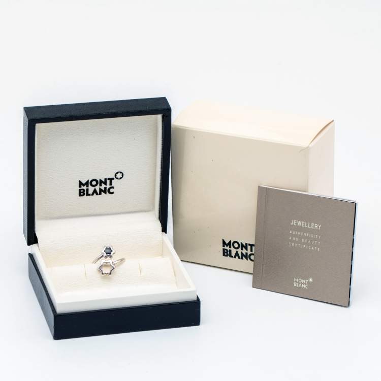 Pre Owned Montblanc Star Onyx Sterling Silver Ring Size 54