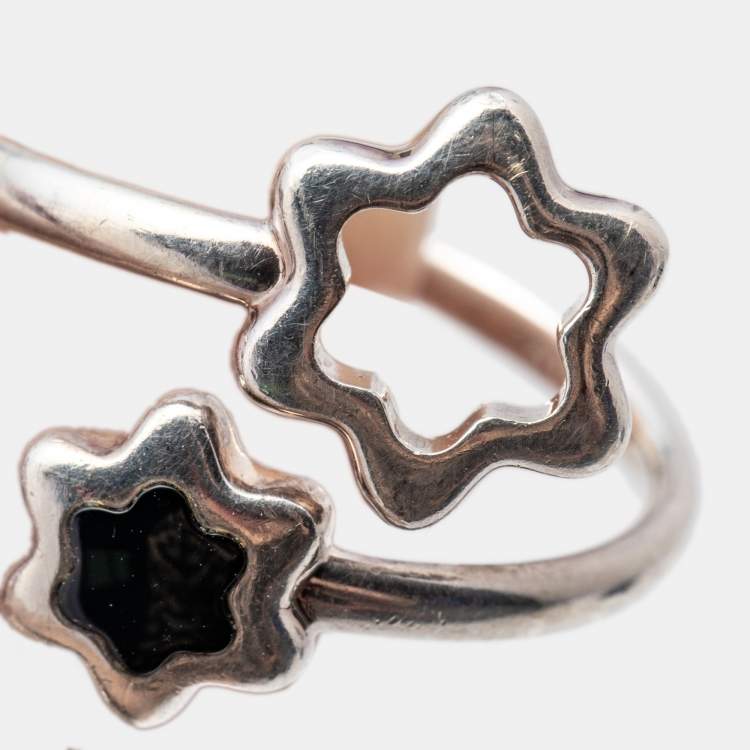 Pre Owned Montblanc Star Onyx Sterling Silver Ring Size 54