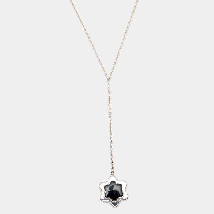 Pre Owned Montblanc Star Onyx Sterling Silver Necklace