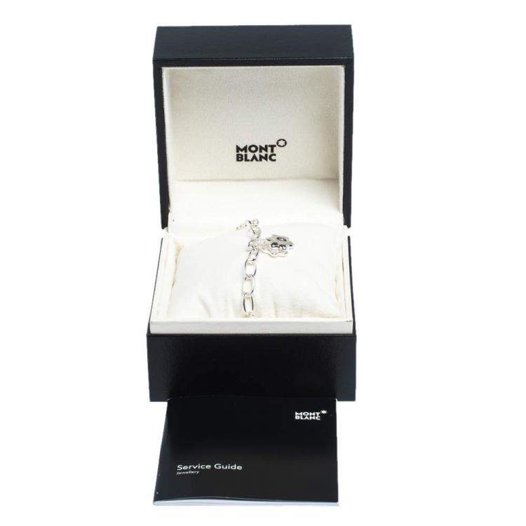 Pre Owned Montblanc Star Mother of Pearl Silver Chain Link Charm Bracelet