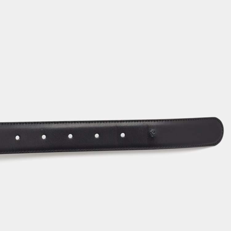 Pre Owned Montblanc Black/Brown Leather Buckle Cut to Size Belt