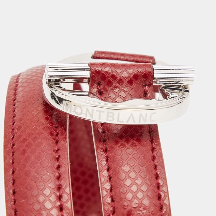 Pre Owned Montblanc Hold Me Tight Leather Sterling Silver Bracelet