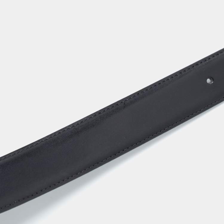 Pre Owned Montblanc Black/Brown Leather Cut to Size Reversible Belt