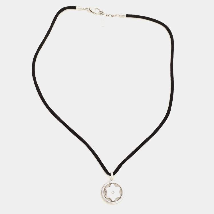 Pre Owned Montblanc Star Diamond Sterling Silver Cord Necklace