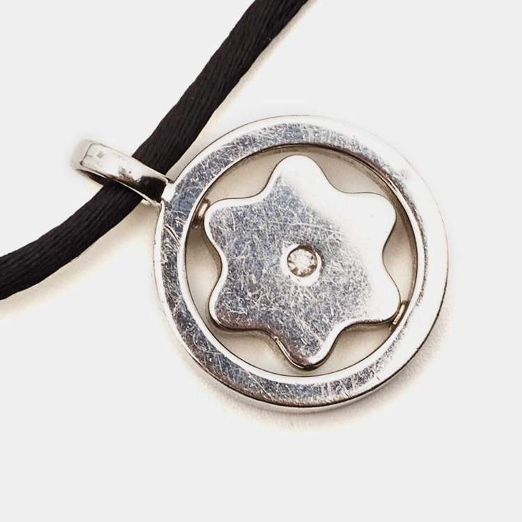 Pre Owned Montblanc Star Diamond Sterling Silver Cord Necklace