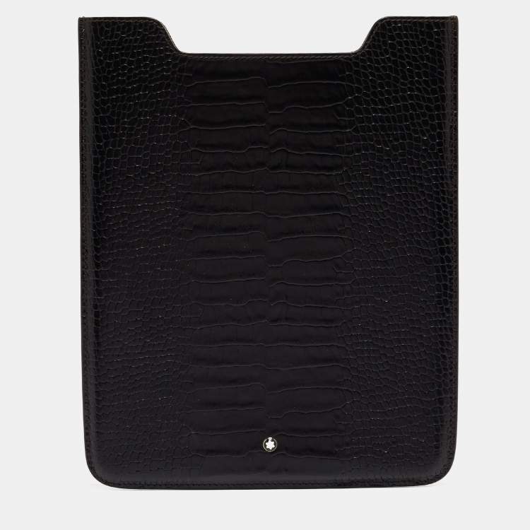 Pre Owned  Montblanc Brown Croc Embossed Leather Meisterstuck Tablet Case 