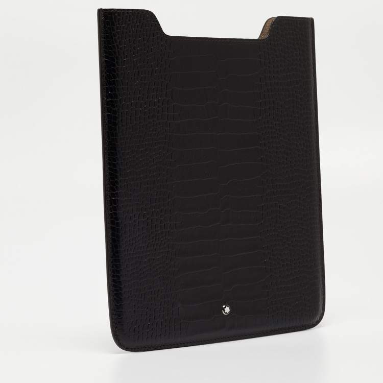 Pre Owned  Montblanc Brown Croc Embossed Leather Meisterstuck Tablet Case 