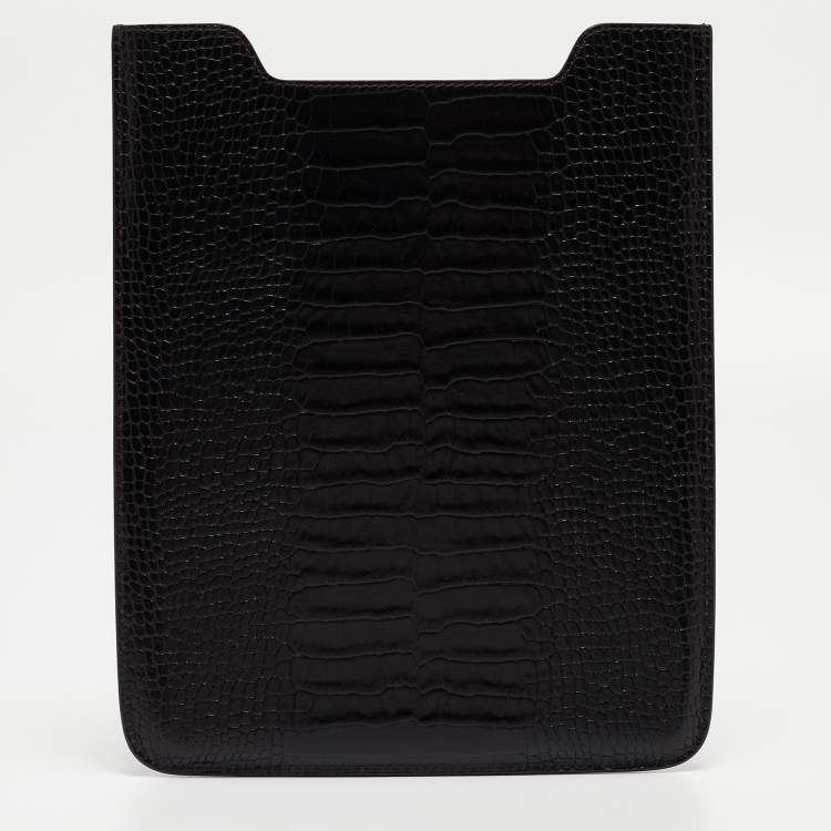 Pre Owned  Montblanc Brown Croc Embossed Leather Meisterstuck Tablet Case 