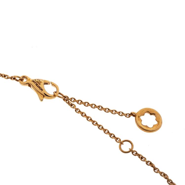 Pre Owned Montblanc Terre et Ciel Mother of Pearl 18K Rose Gold Pendant Necklace
