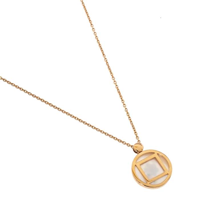 Pre Owned Montblanc Terre et Ciel Mother of Pearl 18K Rose Gold Pendant Necklace
