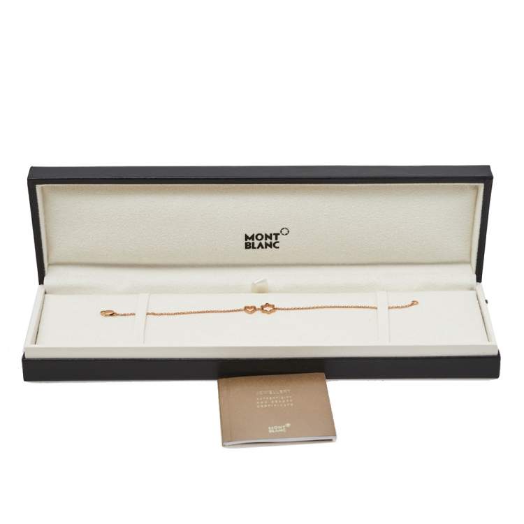 Pre Owned Montblanc 18K Rose Gold Star Heart Charm Bracelet