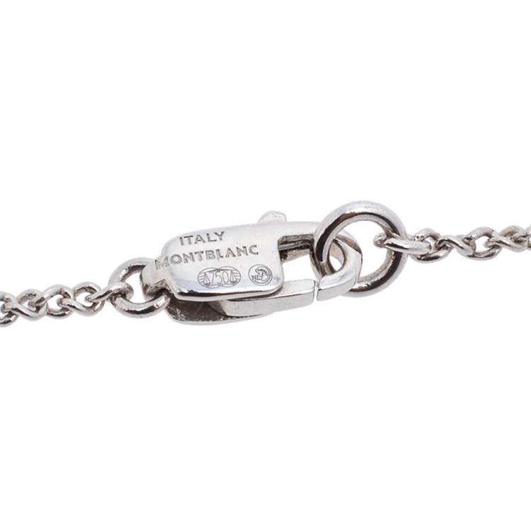 Pre Owned Montblanc Star Heart Charm Diamond 18K White Gold Necklace