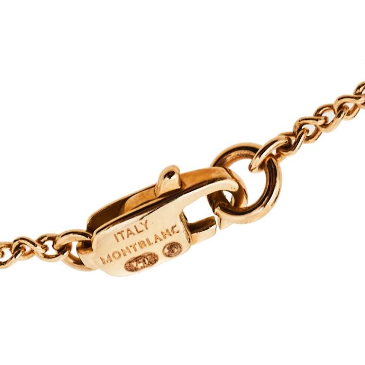 Pre Owned Montblanc 18K Rose Gold Star Heart Charm Bracelet