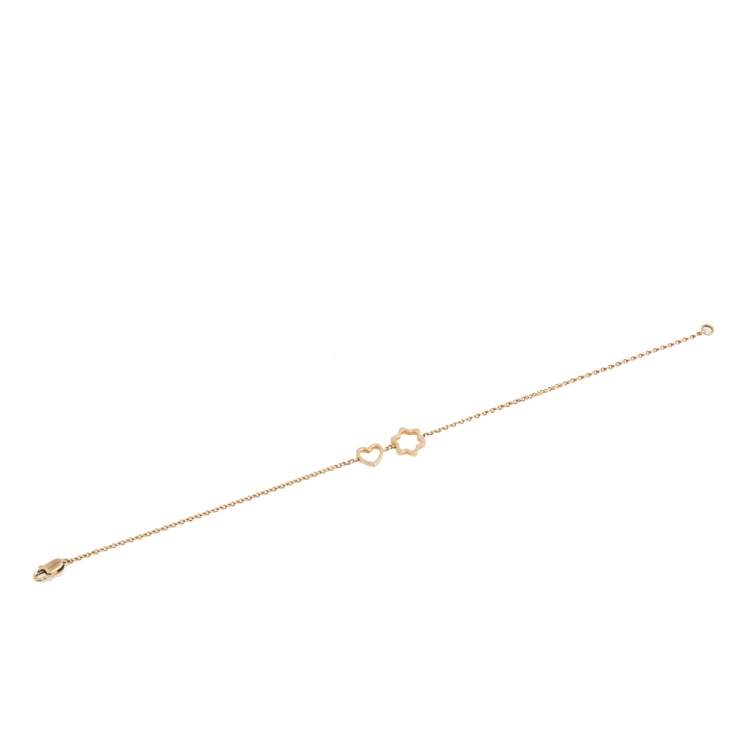 Pre Owned Montblanc 18K Rose Gold Star Heart Charm Bracelet