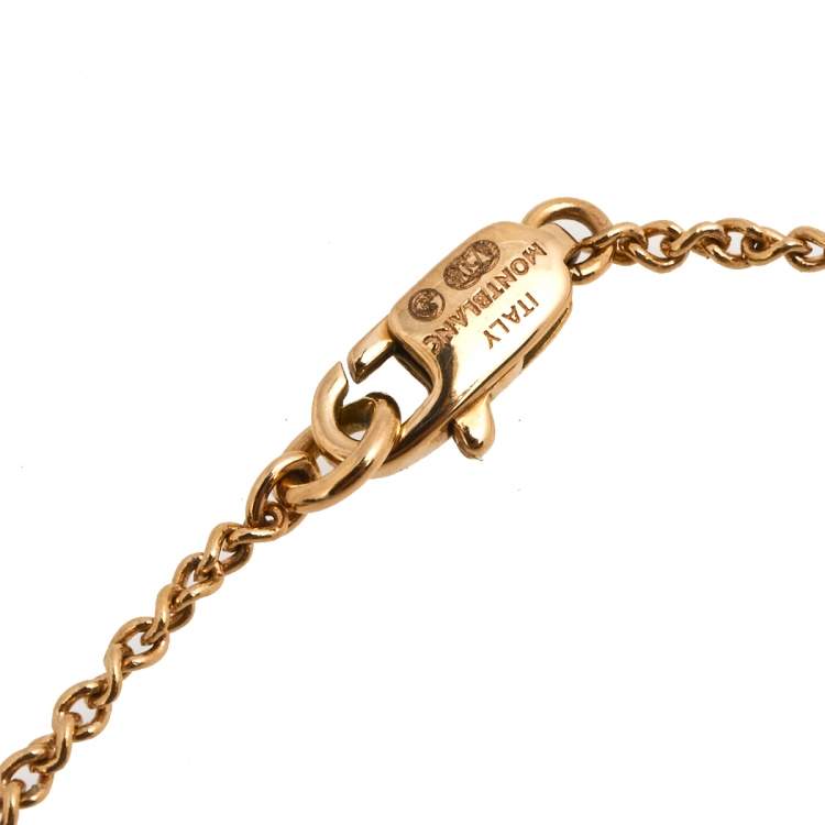 Pre Owned Montblanc Star Heart Charm 18k Rose Gold Bracelet