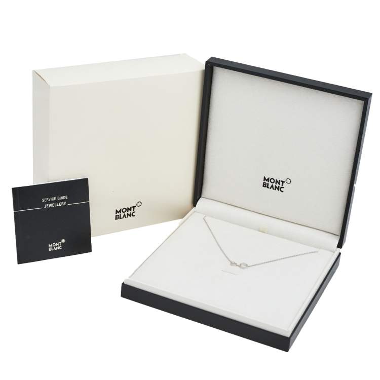 Pre Owned Montblanc Star Heart Charm Diamond 18K White Gold Necklace