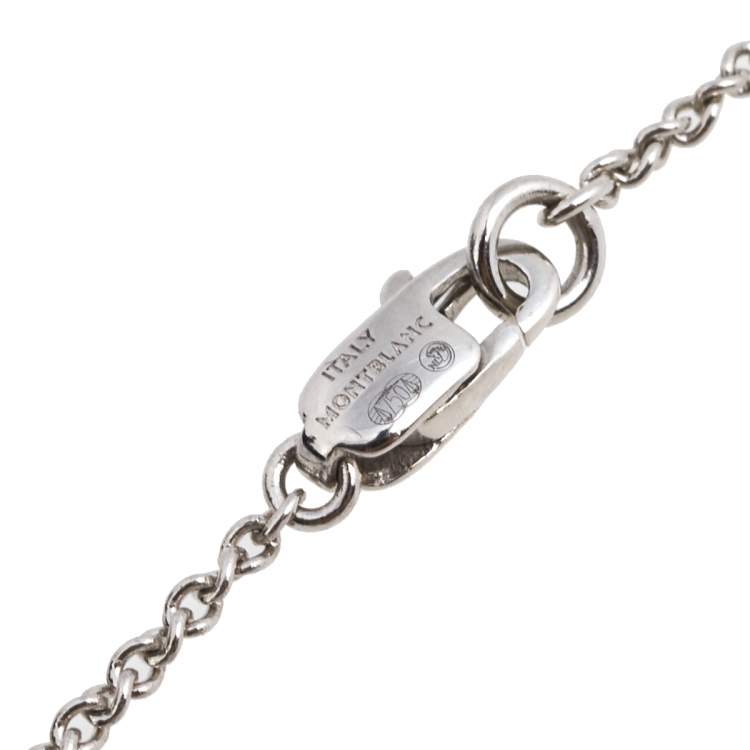 Pre Owned Montblanc Star Heart Charm Diamond 18K White Gold Necklace