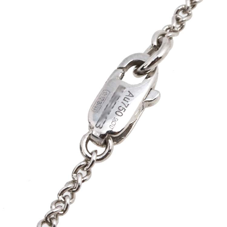 Pre Owned Montblanc Star Heart Charm Diamond 18K White Gold Necklace