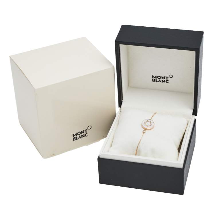 Pre Owned Montblanc Signet Mother of Pearl Cultured Pearl Diamond 18K Rose Gold Bracelet