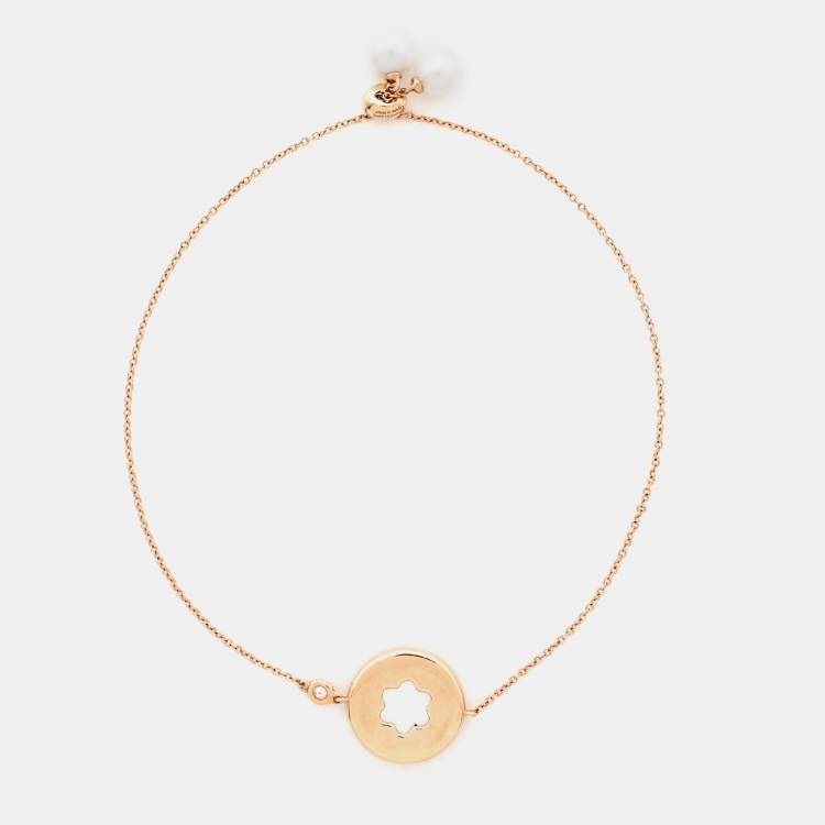 Pre Owned Montblanc Star Signet Mother of Pearl Cultured Pearl 18K Rose Gold Bracelet