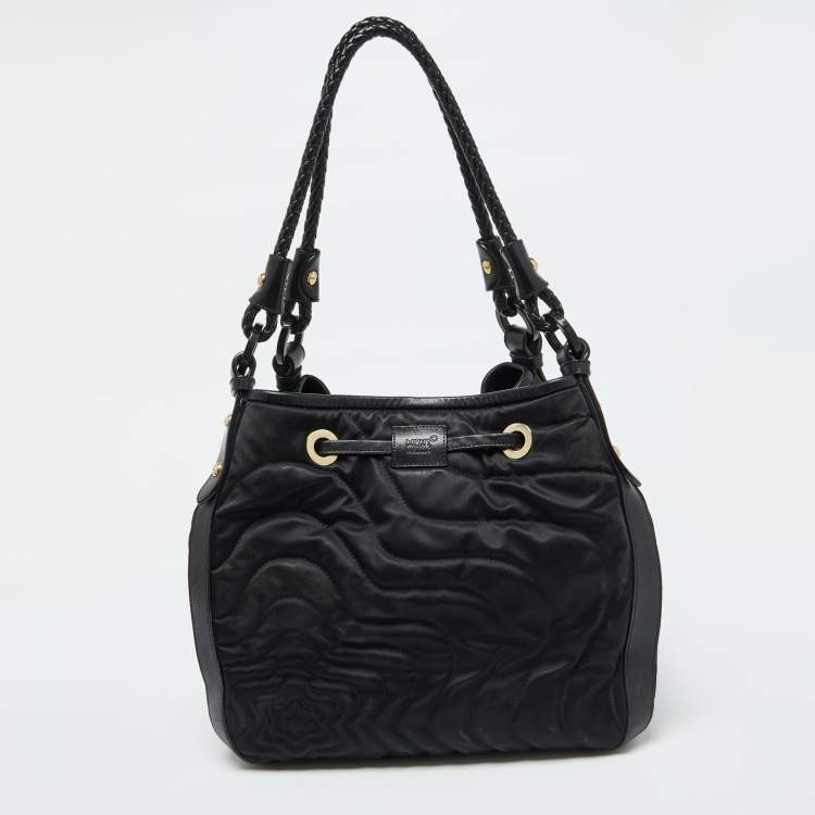 Pre Owned Montblanc Black Nylon and Leather Starisma Dalila Drawstring Bag