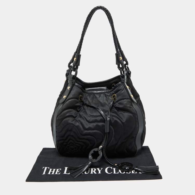 Pre Owned Montblanc Black Nylon and Leather Starisma Dalila Drawstring Bag