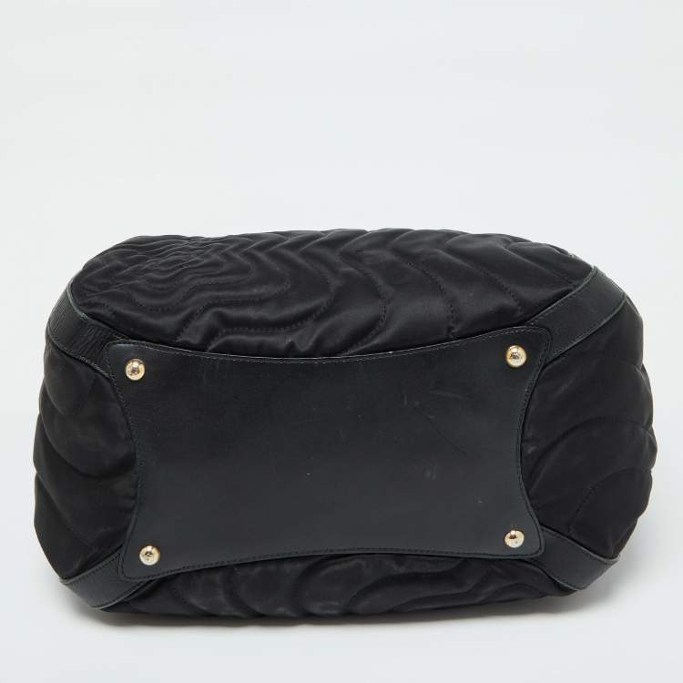Pre Owned Montblanc Black Nylon and Leather Starisma Dalila Drawstring Bag