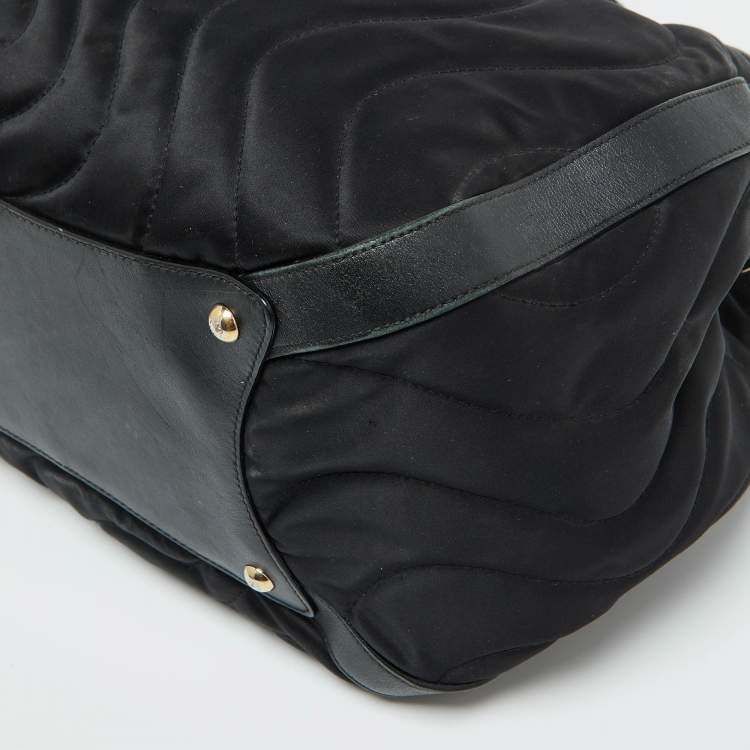 Pre Owned Montblanc Black Nylon and Leather Starisma Dalila Drawstring Bag