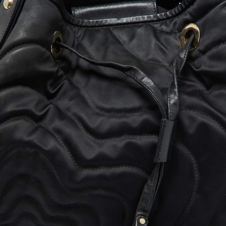 Pre Owned Montblanc Black Nylon and Leather Starisma Dalila Drawstring Bag