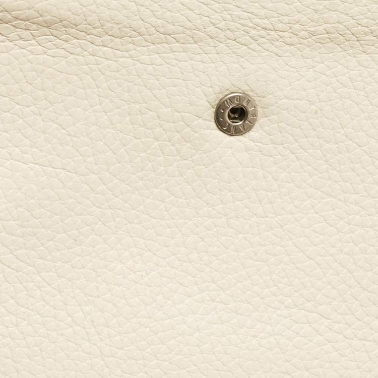 Pre Owned Montblanc White Leather Starisma Compact Trifold Wallet