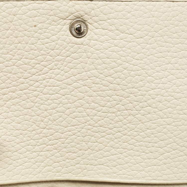 Pre Owned Montblanc White Leather Starisma Compact Trifold Wallet