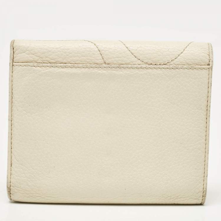 Pre Owned Montblanc White Leather Starisma Compact Trifold Wallet
