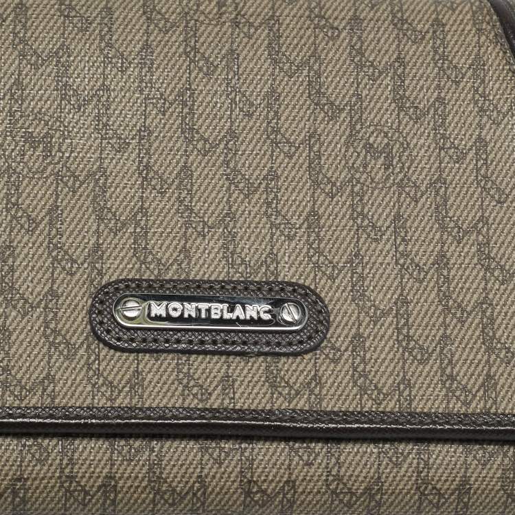 Pre Owned Montblanc Beige/Brown Signature Coated Canvas Flap Continental Wallet