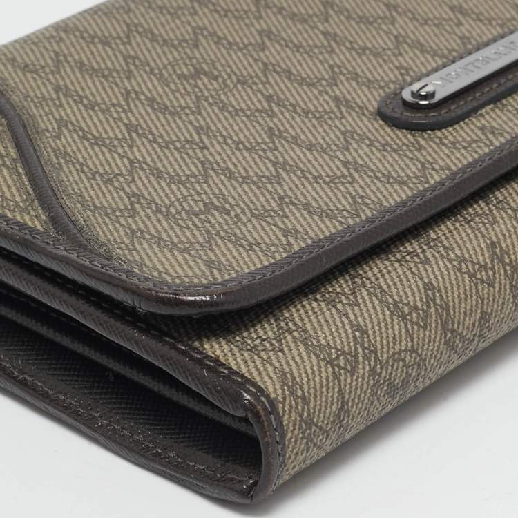 Pre Owned Montblanc Beige/Brown Signature Coated Canvas Flap Continental Wallet