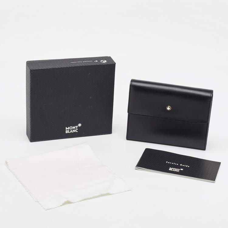 Pre Owned Montblanc Black Leather Meisterstuck Flap Compact Wallet