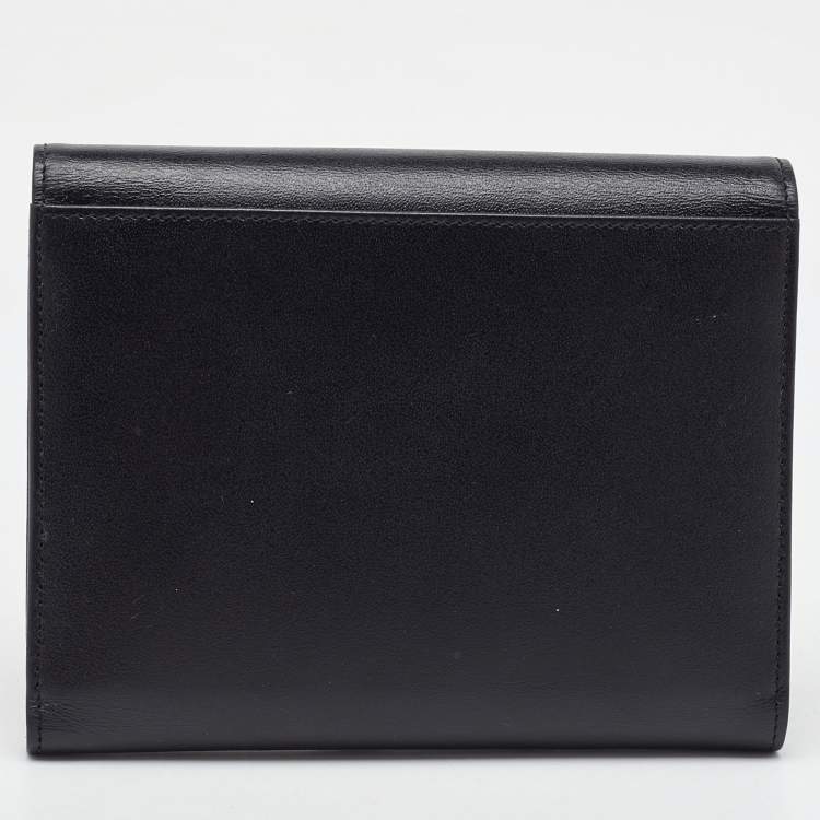 Pre Owned Montblanc Black Leather Meisterstuck Flap Compact Wallet