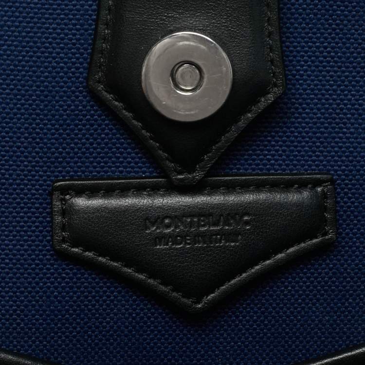 Pre Owned Montblanc Dark Blue/Black Canvas and Leather Blue Spirit Tote
