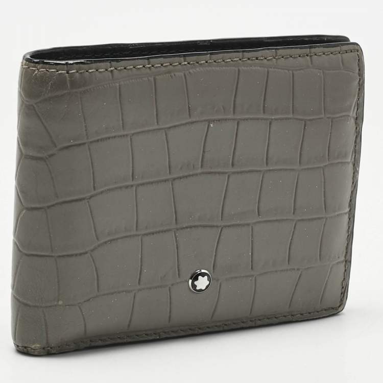Pre Owned Montblanc Grey Croc Embossed Leather Meisterstuck Bifold