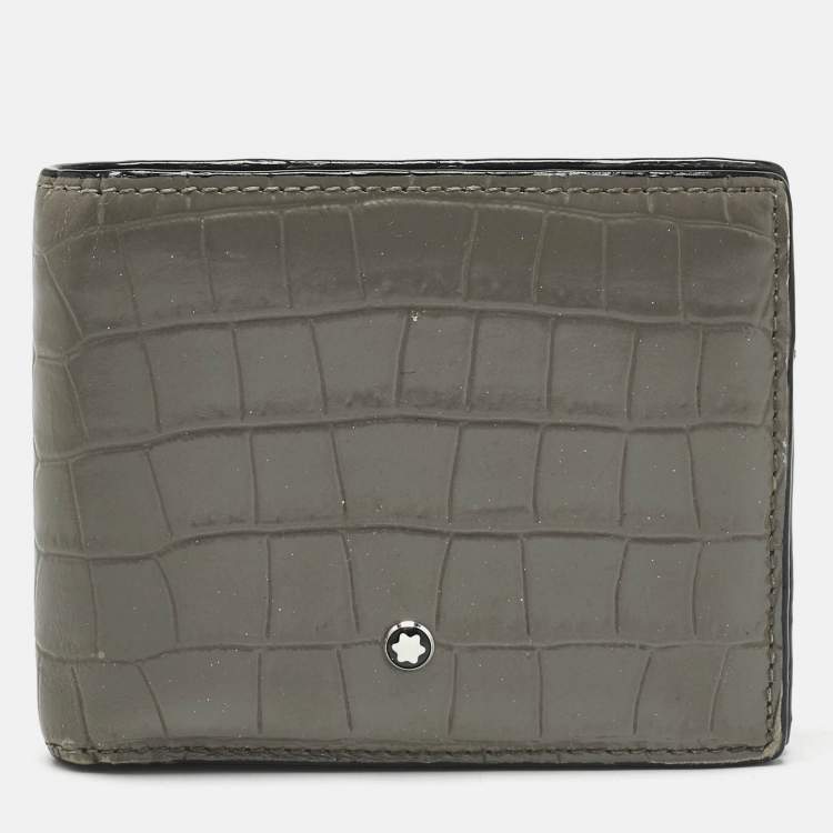 Pre Owned Montblanc Grey Croc Embossed Leather Meisterstuck Bifold