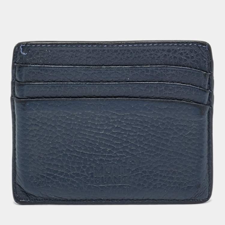 Pre Owned Montblanc Navy Blue Leather Meisterstuck Card Holder 