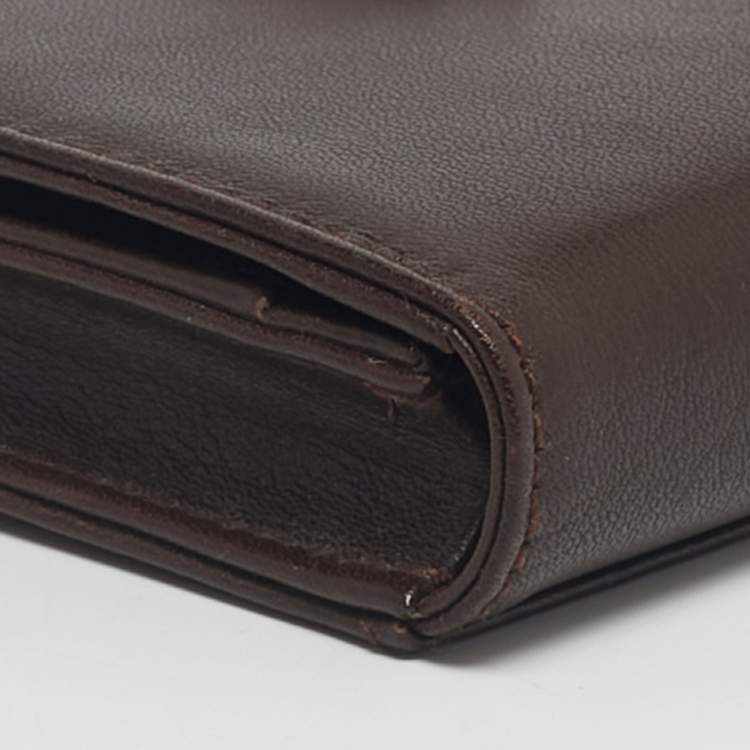 Pre Owned Montblanc Dark Brown Leather Lady Star Business Card Holder