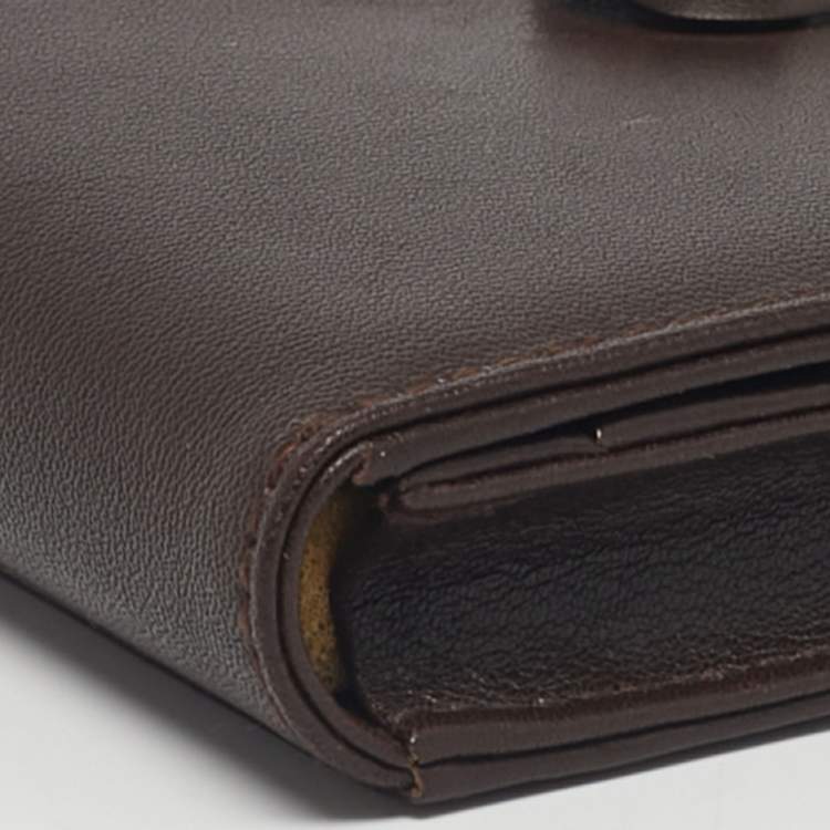 Pre Owned Montblanc Dark Brown Leather Lady Star Business Card Holder