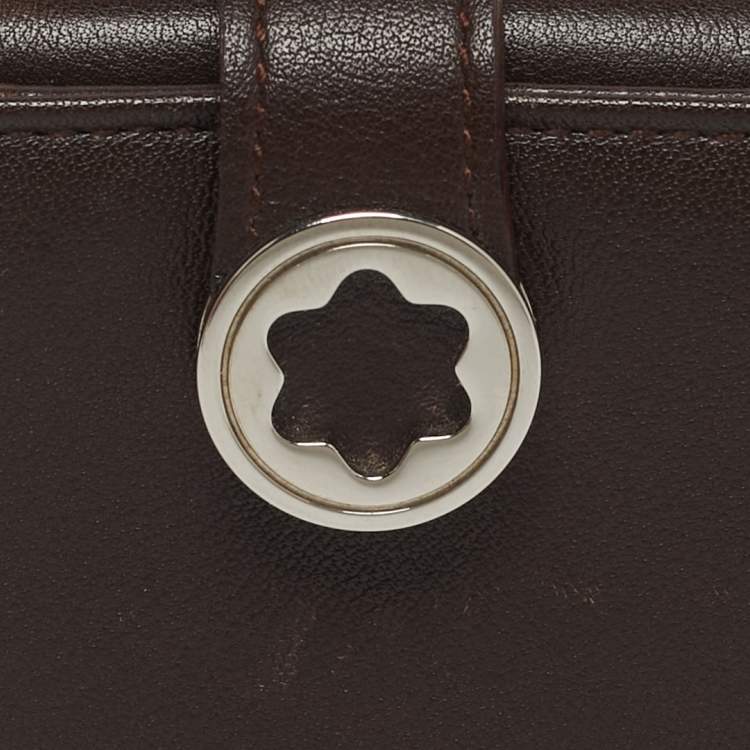 Pre Owned Montblanc Dark Brown Leather Lady Star Business Card Holder