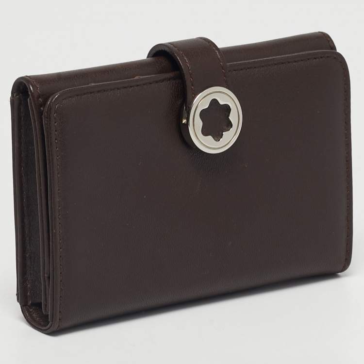 Pre Owned Montblanc Dark Brown Leather Lady Star Business Card Holder