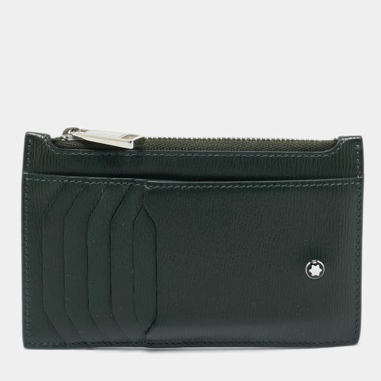 Pre Owned Montblanc Meisterstuck Dark Green Leather Zip Card Holder